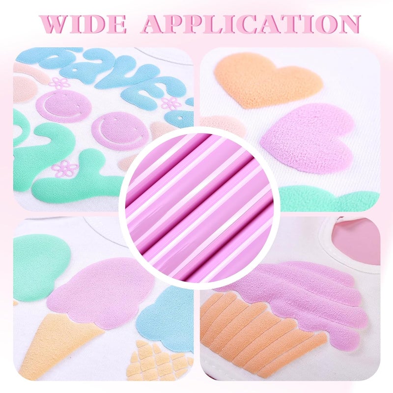 HTVSTD Pastel Purple Puff Vinyl Heat Transfer -12" x 10" 6pcs Purple Puffy HTV Iron On Vinyl Puffy Heat Transfer Vinyl for T-Shirts Puff HTV - Image 4